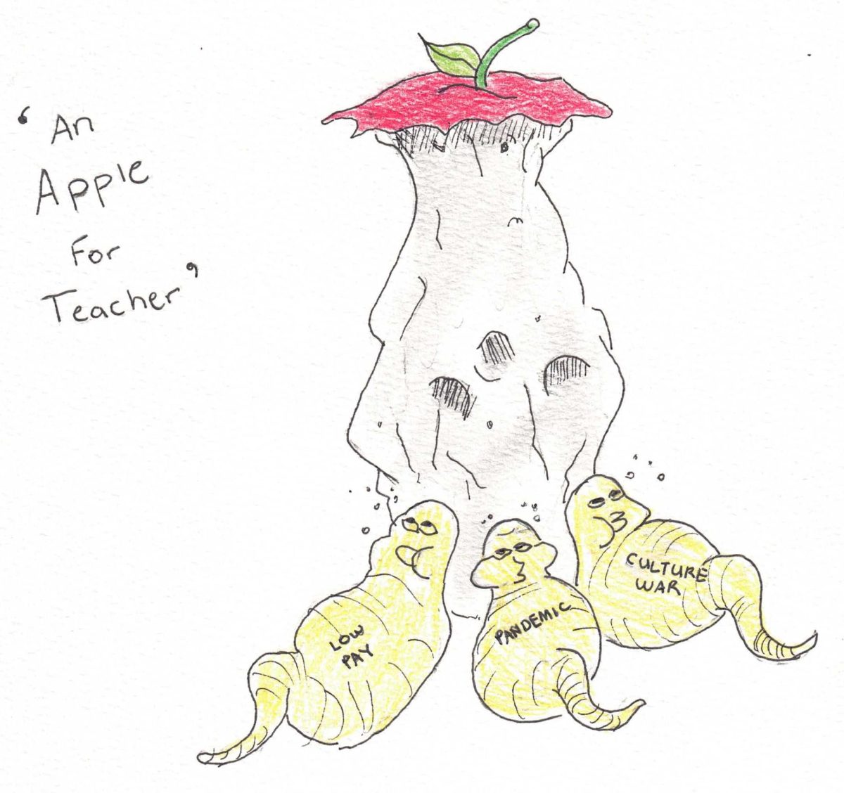 Political cartoon: An Apple for Teacher